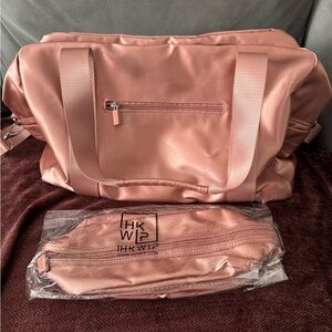IHKWIP brand pink duffle bag with cosmetic case. NWT. Never used.